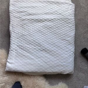 West Elm White Quilted Duvet Cover with Diamond Stitch